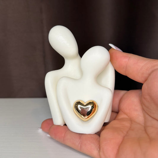 Golden Heart Couple Statue