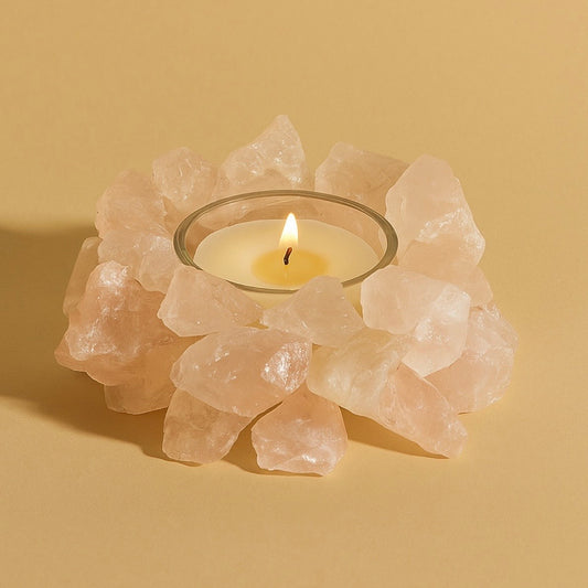Rose Quartz Candle with Crystal Holder