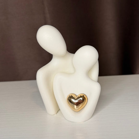 Golden Heart Couple Statue